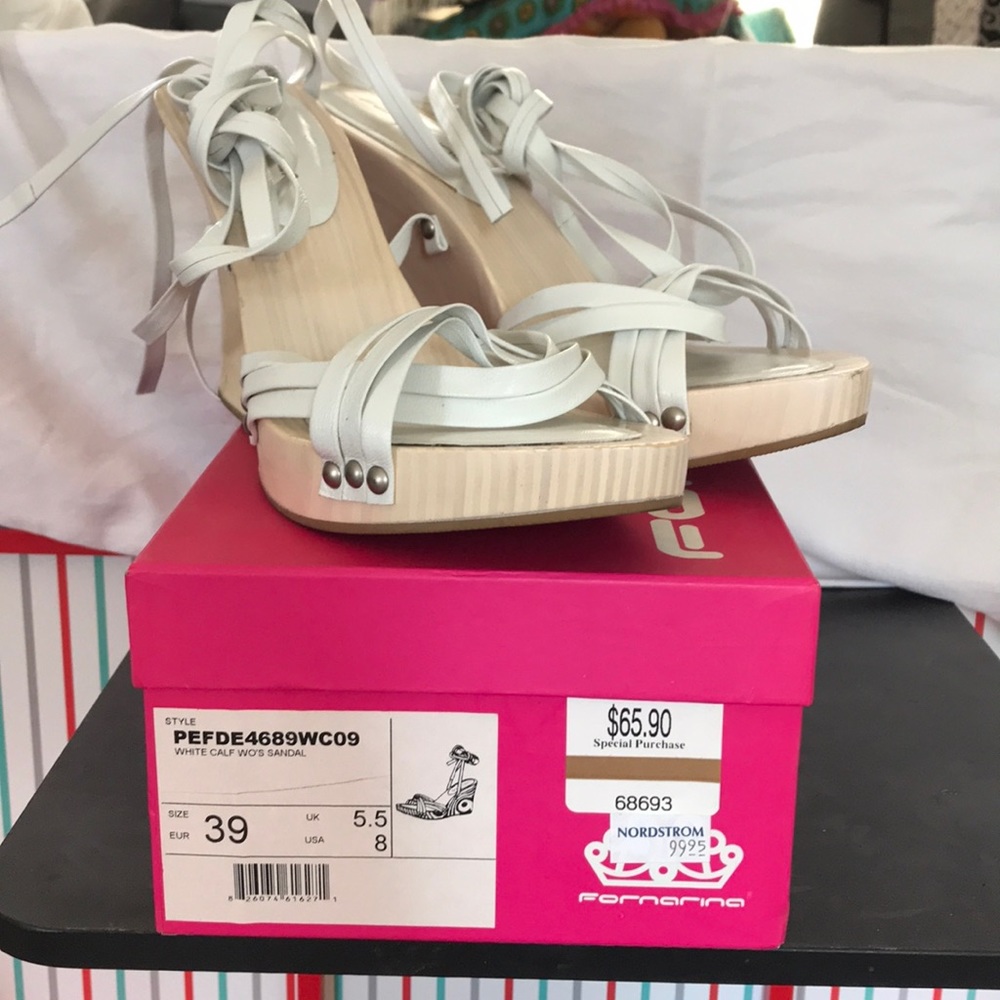 Like New In Box Fornarina Leather Platform Sandal